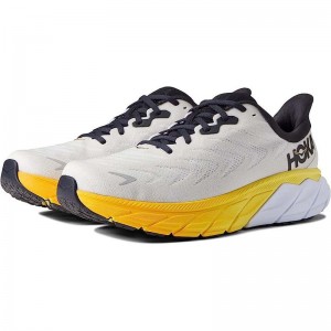 White Yellow Hoka Arahi 6 Men Walking Shoes | 135028-BJF